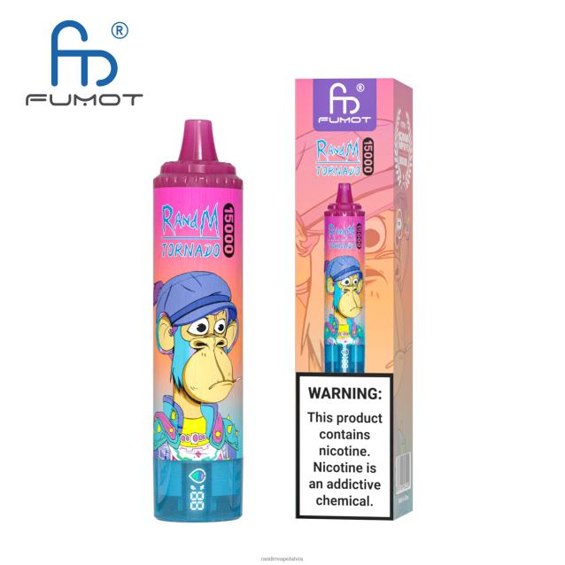 Fumot RandM Tornado 15000 vape ierīce ar akumulatoru un ejuice displeja versiju 1 - Tornado Vape Shop persiku ledus V4NHV18