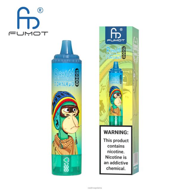 Fumot RandM Tornado 15000 vape ierīce ar akumulatoru un ejuice displeja versiju 1 - Tornado Vape Shop persiku ledus V4NHV18