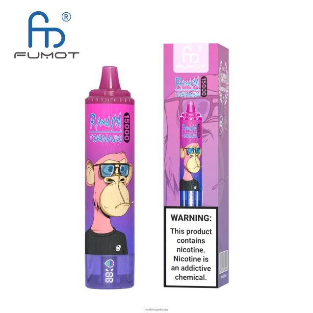 Fumot RandM Tornado 15000 vape ierīce ar akumulatoru un ejuice displeja versiju 1 - Tornado Vape Shop persiku ledus V4NHV18