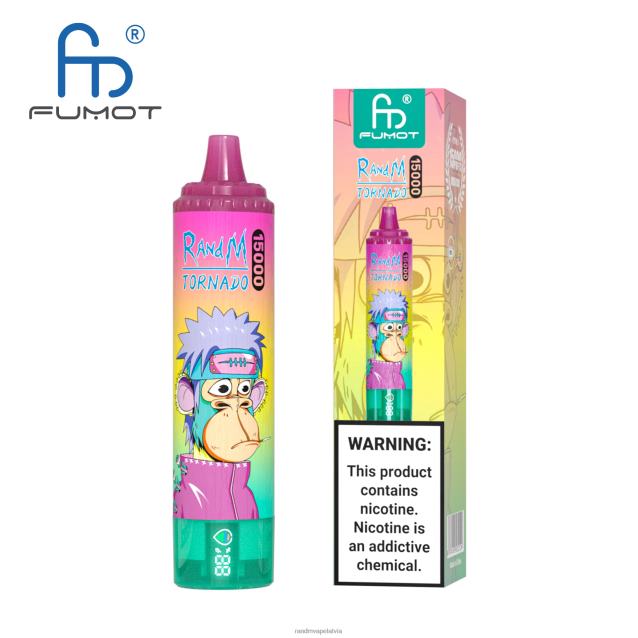 Fumot RandM Tornado 15000 vape ierīce ar akumulatoru un ejuice displeja versiju 1 - Tornado Vape Shop persiku ledus V4NHV18