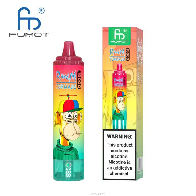 Fumot RandM Tornado 15000 vape ierīce ar akumulatoru un ejuice displeja versiju 1 - Tornado Vape Shop persiku ledus V4NHV18