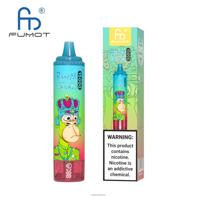 Fumot RandM Tornado 15000 vape ierīce ar akumulatoru un ejuice displeja versiju 1 - Tornado Vape Shop persiku ledus V4NHV18