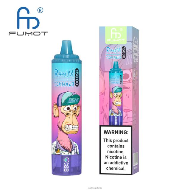 Fumot RandM Tornado 15000 vape ierīce ar akumulatoru un ejuice displeja versiju 1 - Tornado Vape Shop persiku ledus V4NHV18