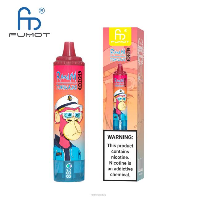 Fumot RandM Tornado 15000 vape ierīce ar akumulatoru un ejuice displeja versiju 1 - Tornado Vape Shop persiku ledus V4NHV18