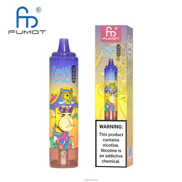 Fumot RandM Tornado 15000 vape ierīce ar akumulatoru un ejuice displeja versiju 1 - Tornado Vape Shop persiku ledus V4NHV18
