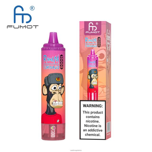 Fumot RandM Tornado 15000 vape ierīce ar akumulatoru un ejuice displeja versiju 1 - Tornado Vape Shop persiku ledus V4NHV18