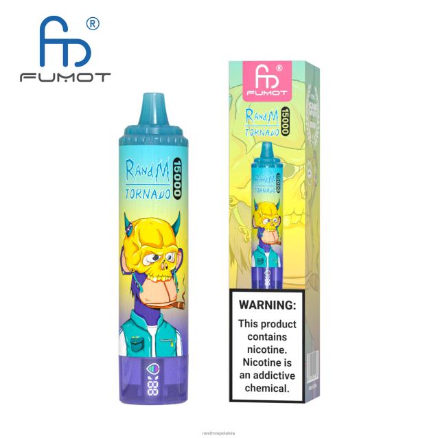 Fumot RandM Tornado 15000 vape ierīce ar akumulatoru un ejuice displeja versiju 1 - Tornado Vape Shop persiku ledus V4NHV18