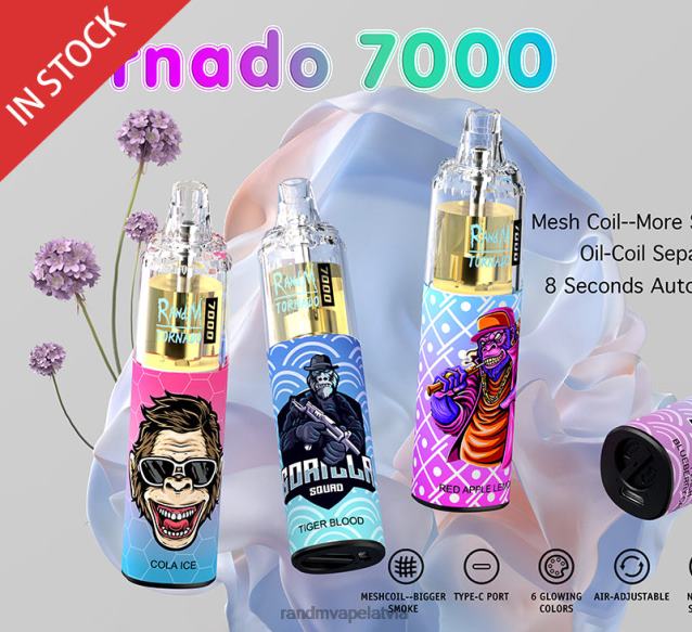 RandM Tornado 7000 gaisa plūsmas kontroles vape ierīce 1gab - RandM Tornado Online Shop forša piparmētra V4NHV164