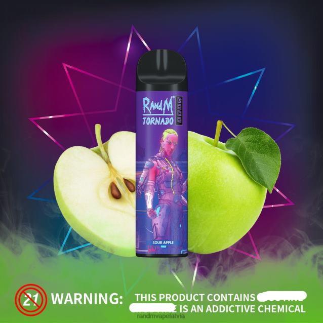 RandM Tornado 8000 gaisa plūsmas kontroles vape ierīce 1gab - Best RandM Vape Flavours skābs ābols V4NHV240