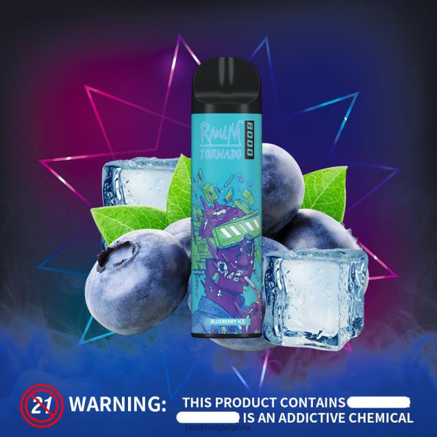 RandM Tornado 8000 gaisa plūsmas kontroles vape ierīce 1gab - Best RandM Vape Flavours zemeņu kivi V4NHV250
